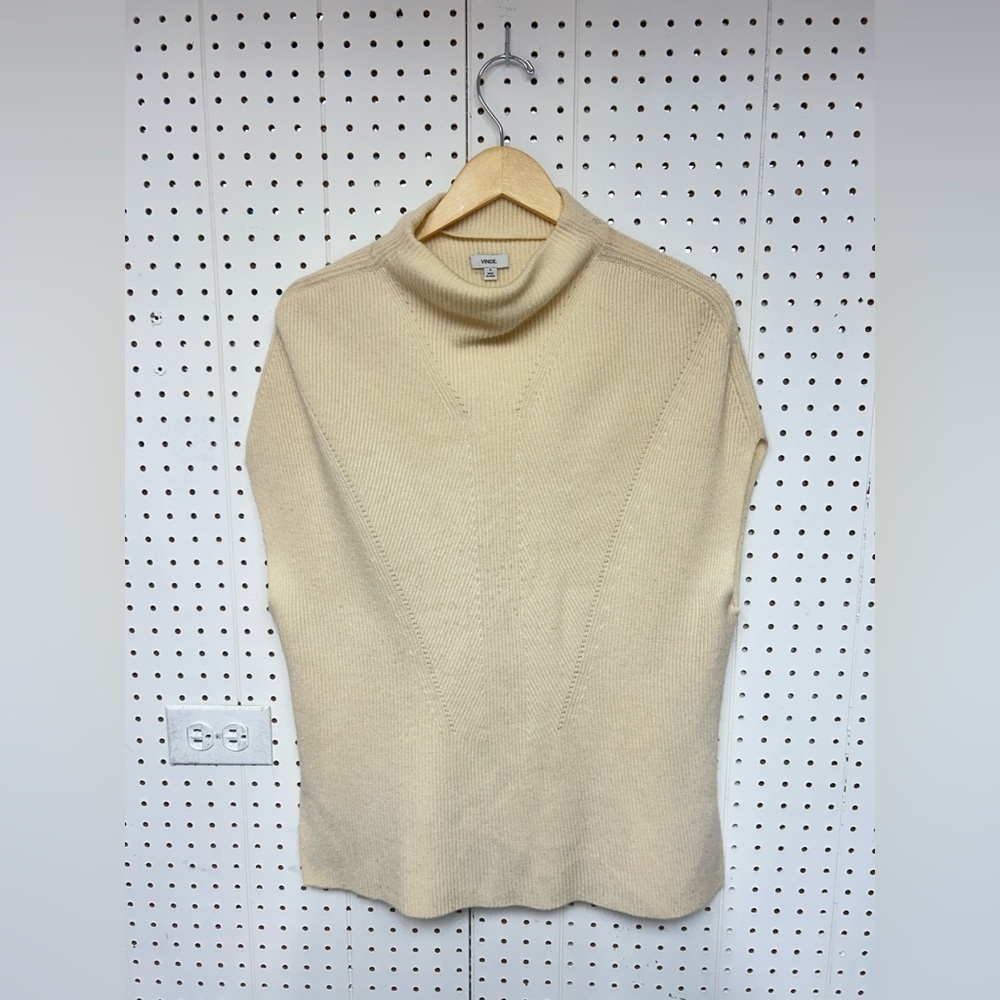 Vince Mock Neck WoolBlend Ivory Sweater Vest